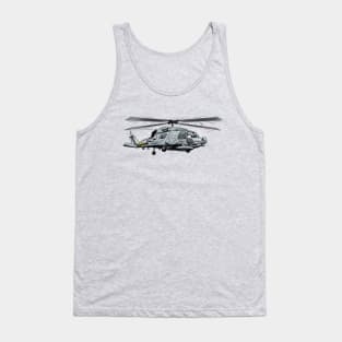 SH-60 Seahawk Military Helicopter Cartoon Illustration Tank Top